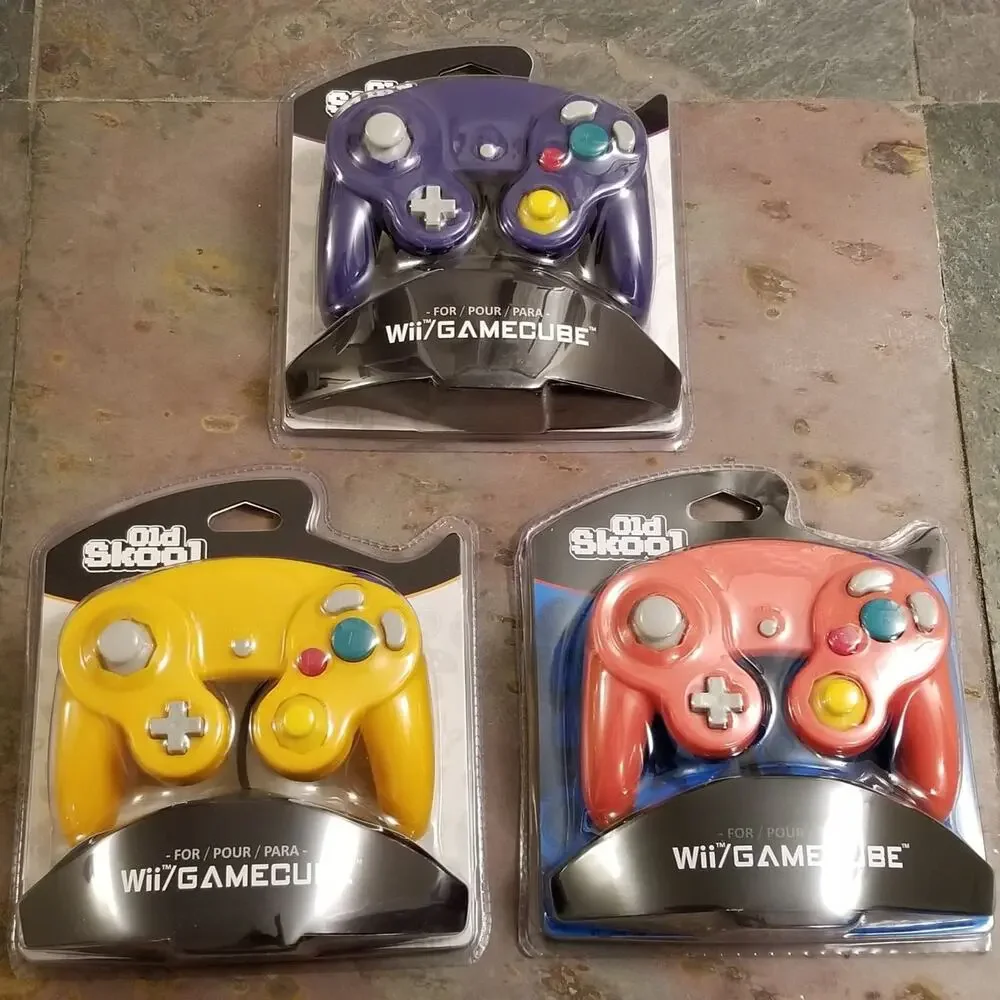 3 Gamecube Controllers - 3 Colors Bundle (NEW) - Orange Red Purple - Nintendo